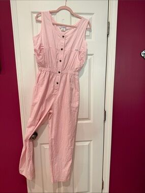IDEAS. Women's Light Pink Sleeveless Button-Front Jumpsuit